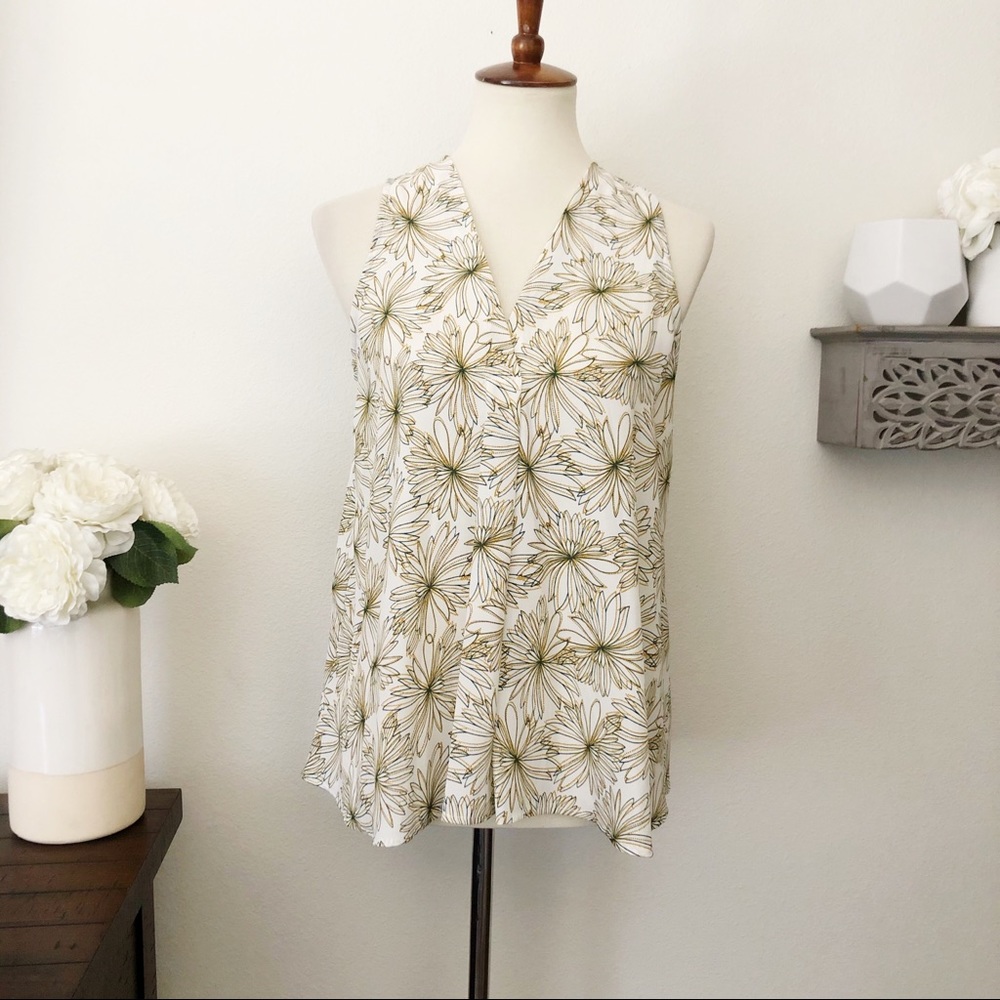 Allison Joy tank top blouse floral yellow white size small new with tags